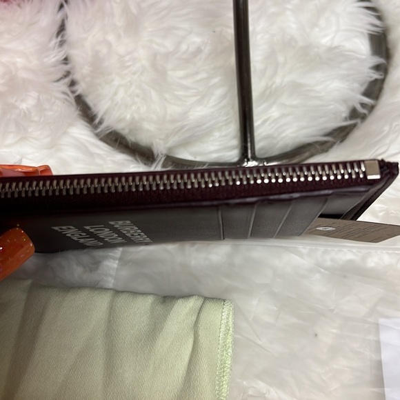 Burberry Alwyn Logo Printed Leather Zipped Coin/Card Case in Mahogany Red​​​ - Picture 6 of 7